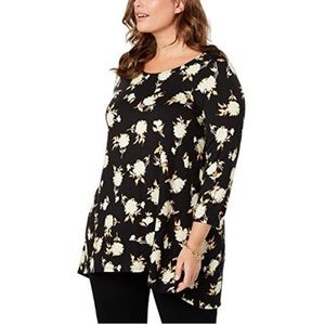 Alfani Plus Size Printed Woven-Back T Belle Fleur